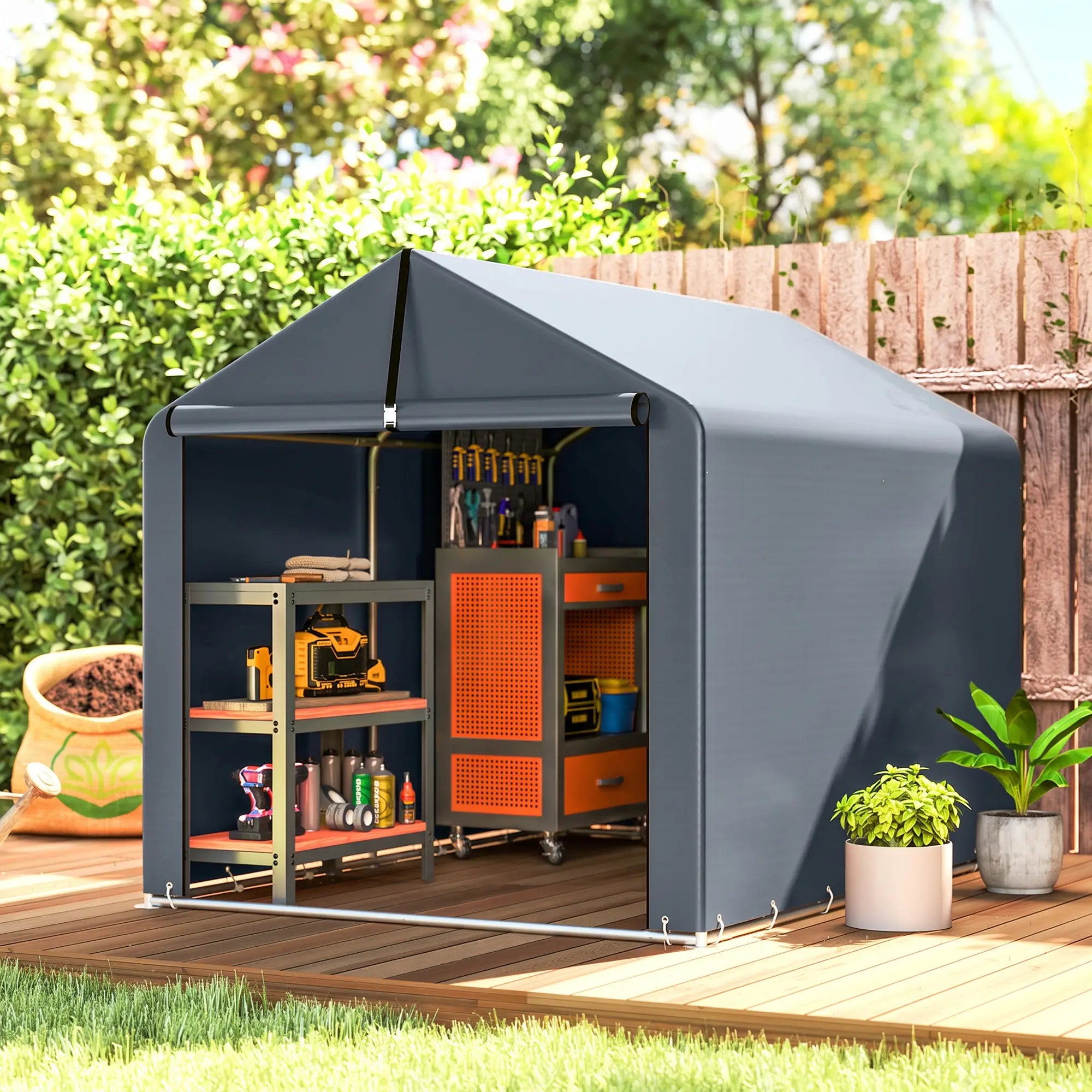 7'x5' Portable Outdoor Storage Shed, Dark Grey Sheds at Gallery Canada