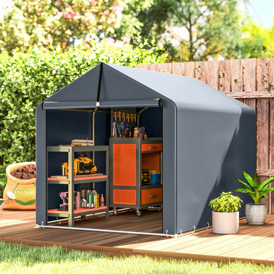 7'x5' Portable Outdoor Storage Shed, Dark Grey Sheds Dark Grey at Gallery Canada