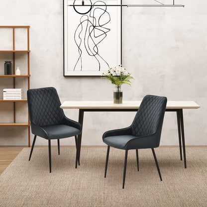 Modern Dining Chairs Set of 2, PU Leather, Metal Legs, Black Bar Stools at Gallery Canada