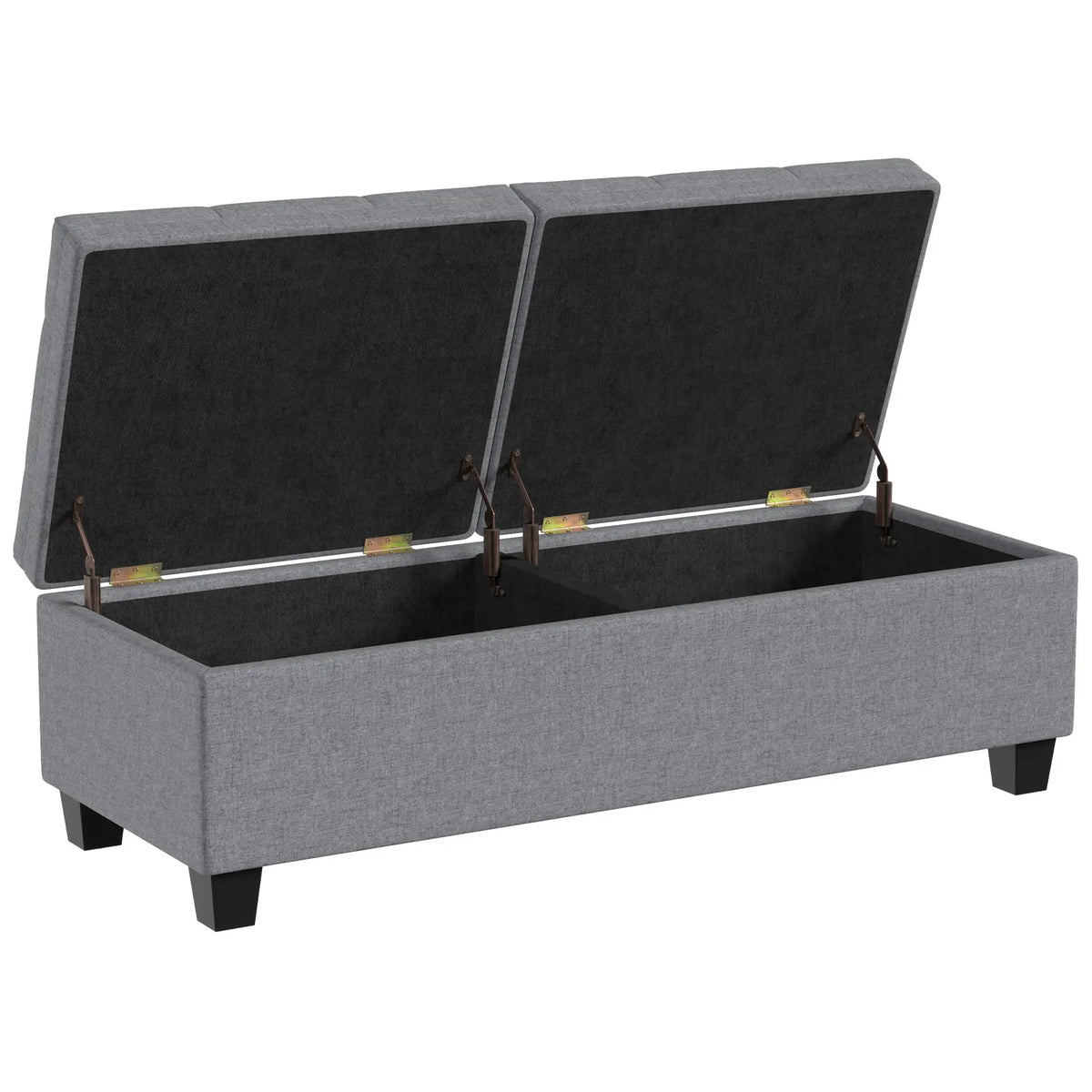 51.2" Storage Ottoman Bench, 2 Compartments, Dark Grey, Dark Grey Storage Ottomans & Benches at Gallery Canada