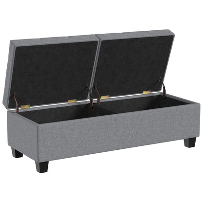 51.2" Storage Ottoman Bench, 2 Compartments, Dark Grey, Dark Grey Storage Ottomans & Benches at Gallery Canada