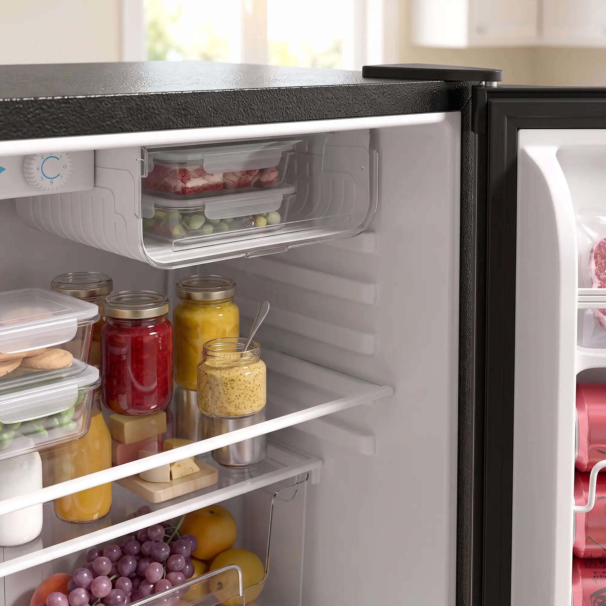 2.6 Cu Ft Mini Fridge, Single Door Compact Refrigerator, Silver Small Kitchen Appliances at Gallery Canada