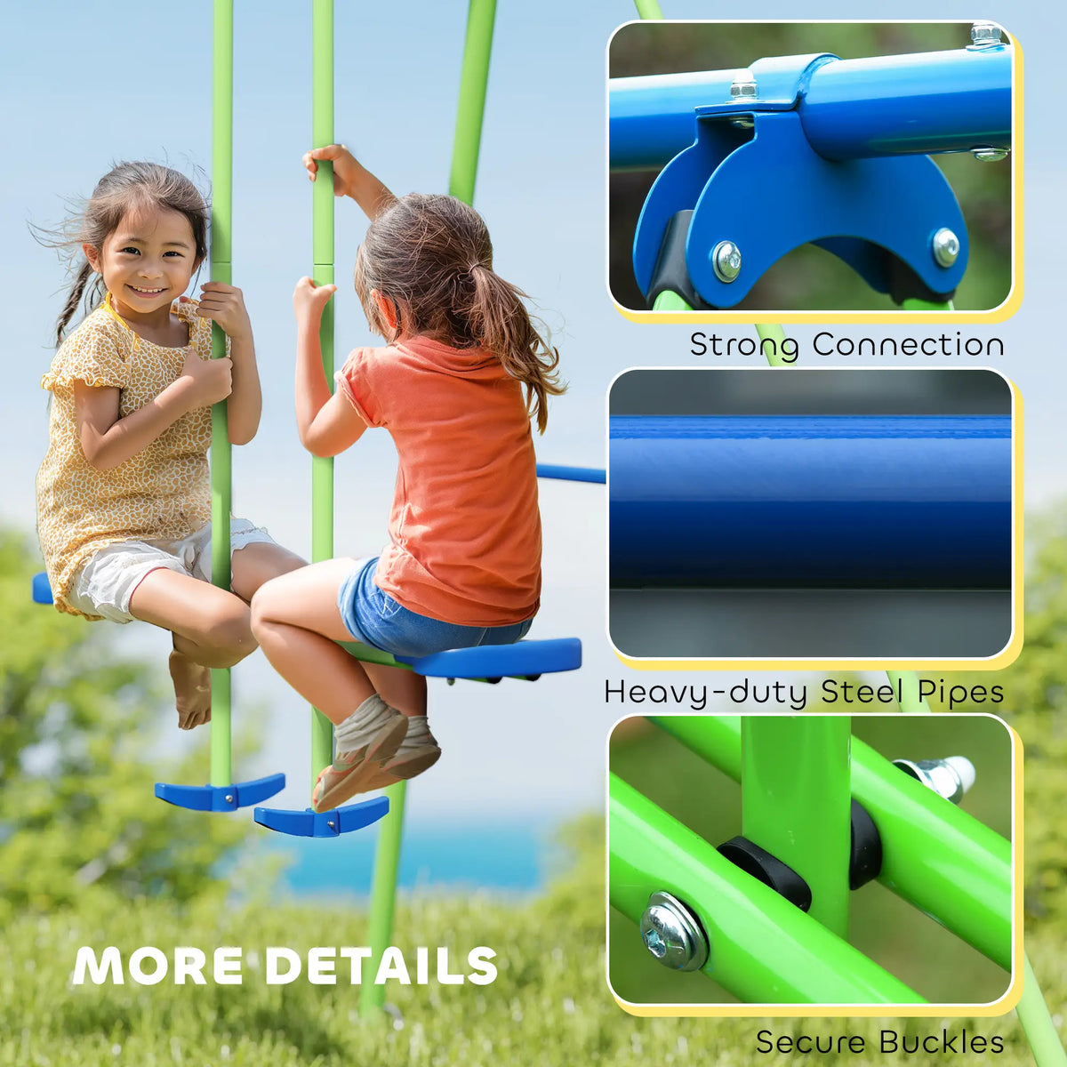3 in 1 Metal Swing Set, Double Swings, Glider, Green Gym Sets & Swings at Gallery Canada
