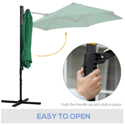 8.5FT Offset Patio Umbrella, 360° Rotation, Green Cantilever Umbrellas at Gallery Canada