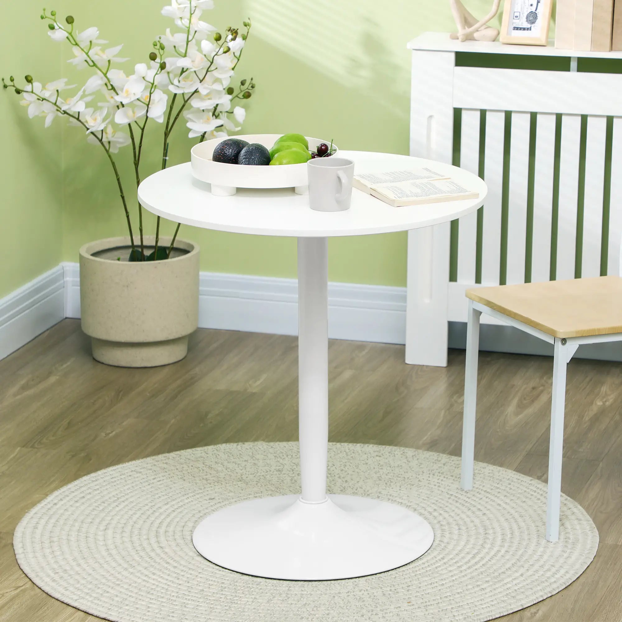 Modern Kitchen Table for 2, Round Dining Table, Steel Base, White Bar Tables & Dining Tables at Gallery Canada