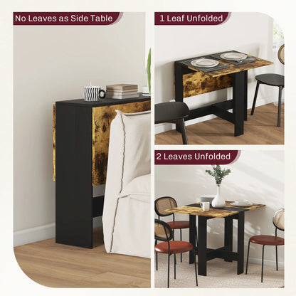 Drop Leaf Dining Table, Wood Folding Table, Black, Rustic Brown Bar Tables & Dining Tables at Gallery Canada