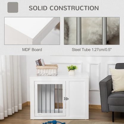 2-in-1 Dog Cage and Side Table, Two Lockable Doors, Medium Size, White Houses, Kennels & Pens at Gallery Canada