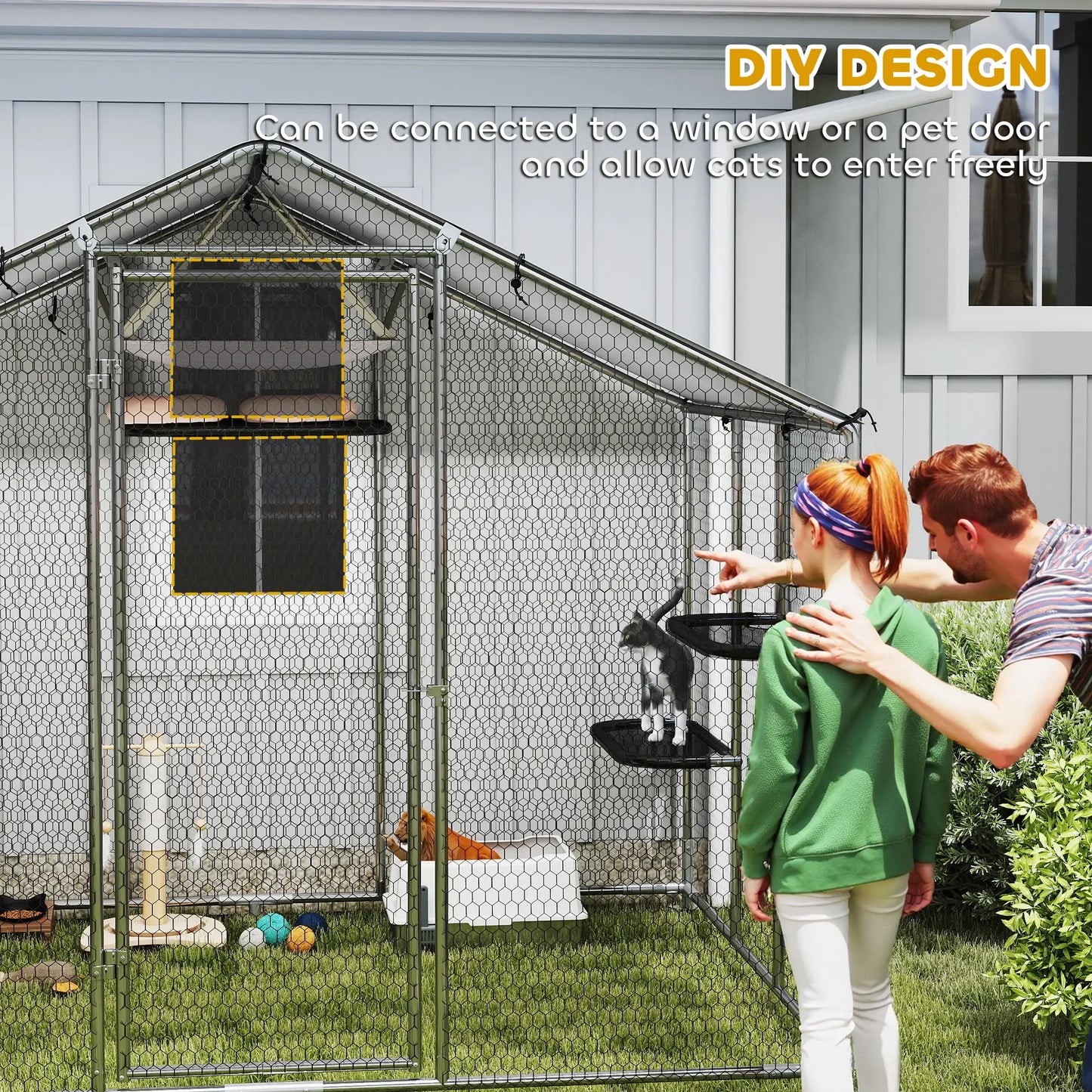 Large Catio Outdoor Cat Enclosure, Waterproof Cover, 94.5" W, Walk-in Patio Outdoor Cat Enclosures at Gallery Canada