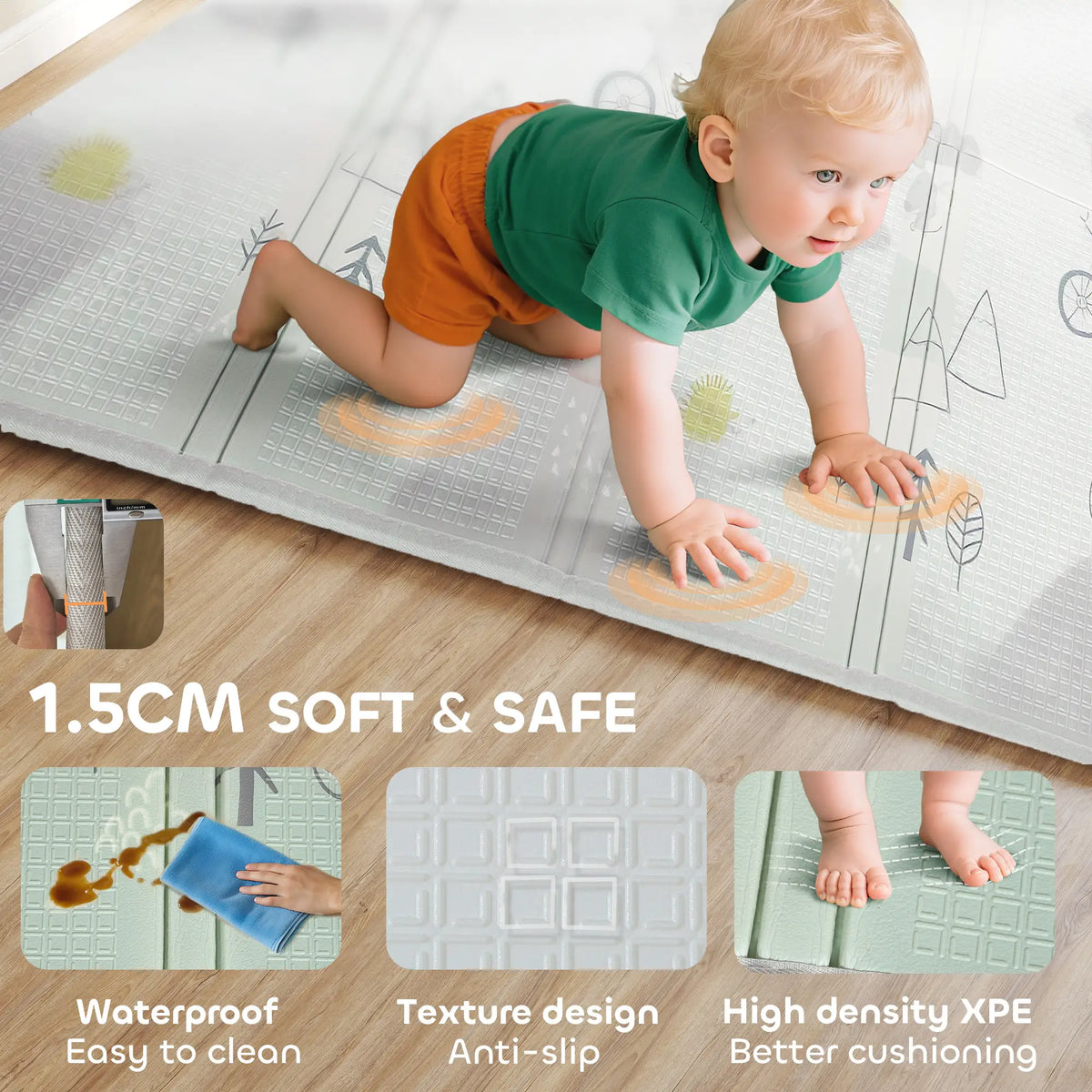 Foldable Baby Play Mat, 79" x 59", Elephant Theme, Crawling Learning Mat Kids Gym & Playmats at Gallery Canada
