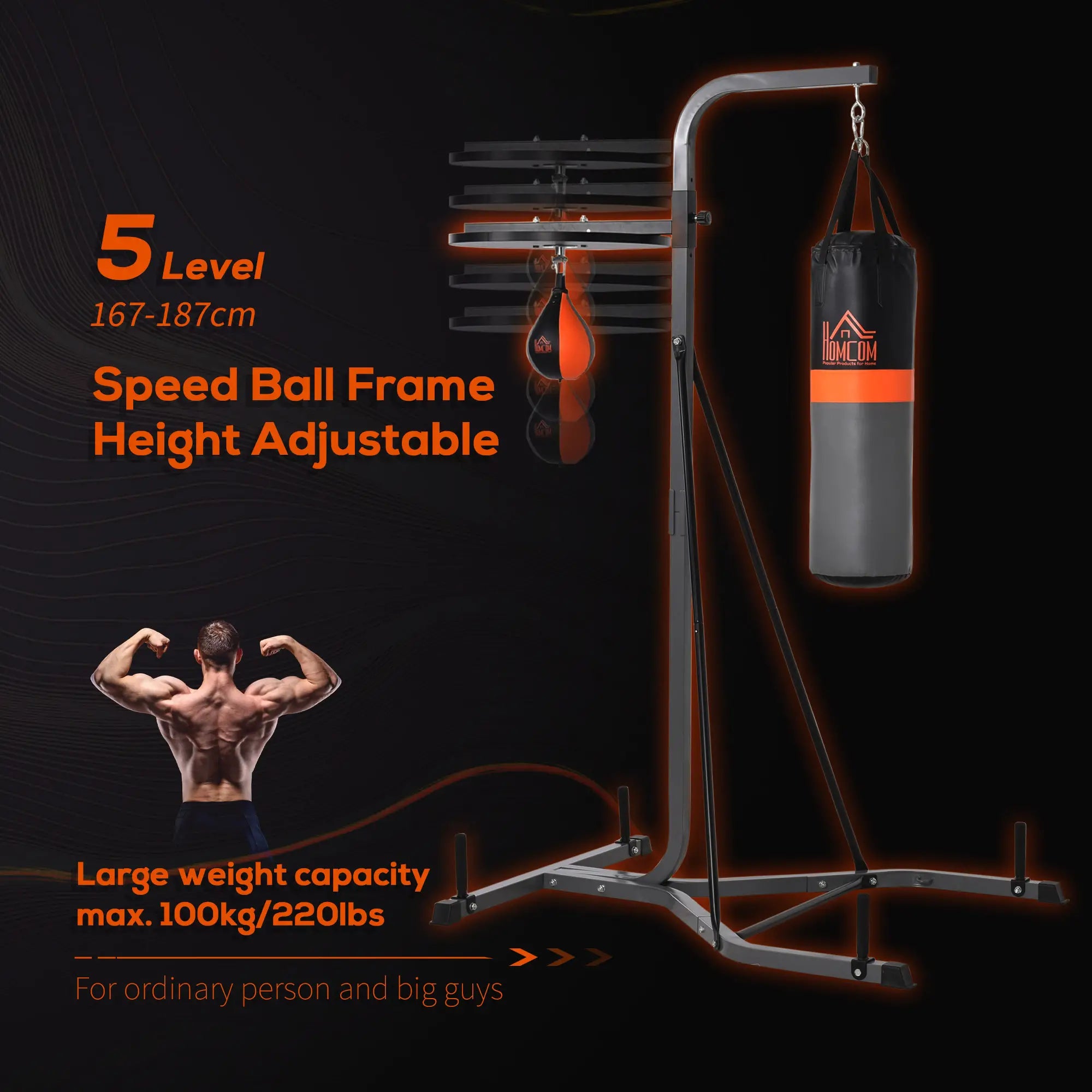 Punching Bag Stand, Speed Ball Holder, 45.25