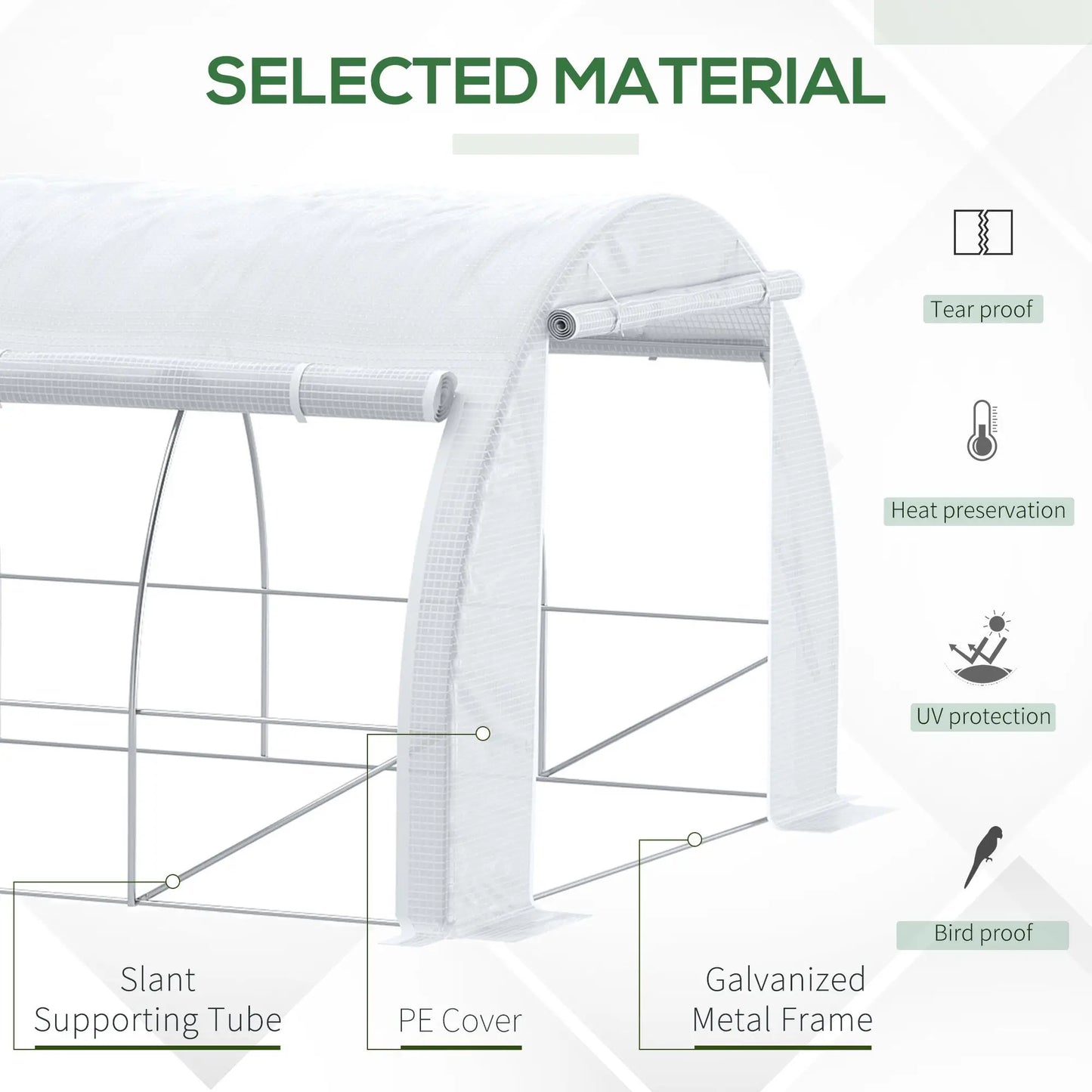 Large Walk-in Greenhouse, 20'x10'x6.6', Zippered Door, 12 Roll-up Windows, White Tunnel Greenhouses at Gallery Canada