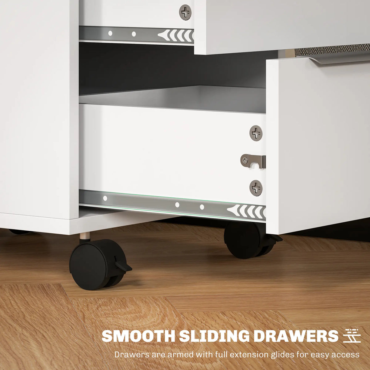3-Drawer File Cabinet with Wheels, Vertical, Lock, White Office Cabinets & Cupboards at Gallery Canada