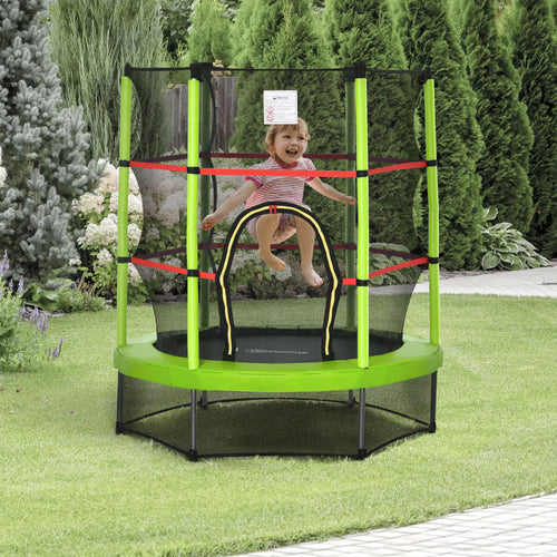 55 Inch Kids Trampoline with Enclosure Net, Indoor Outdoor, Green
