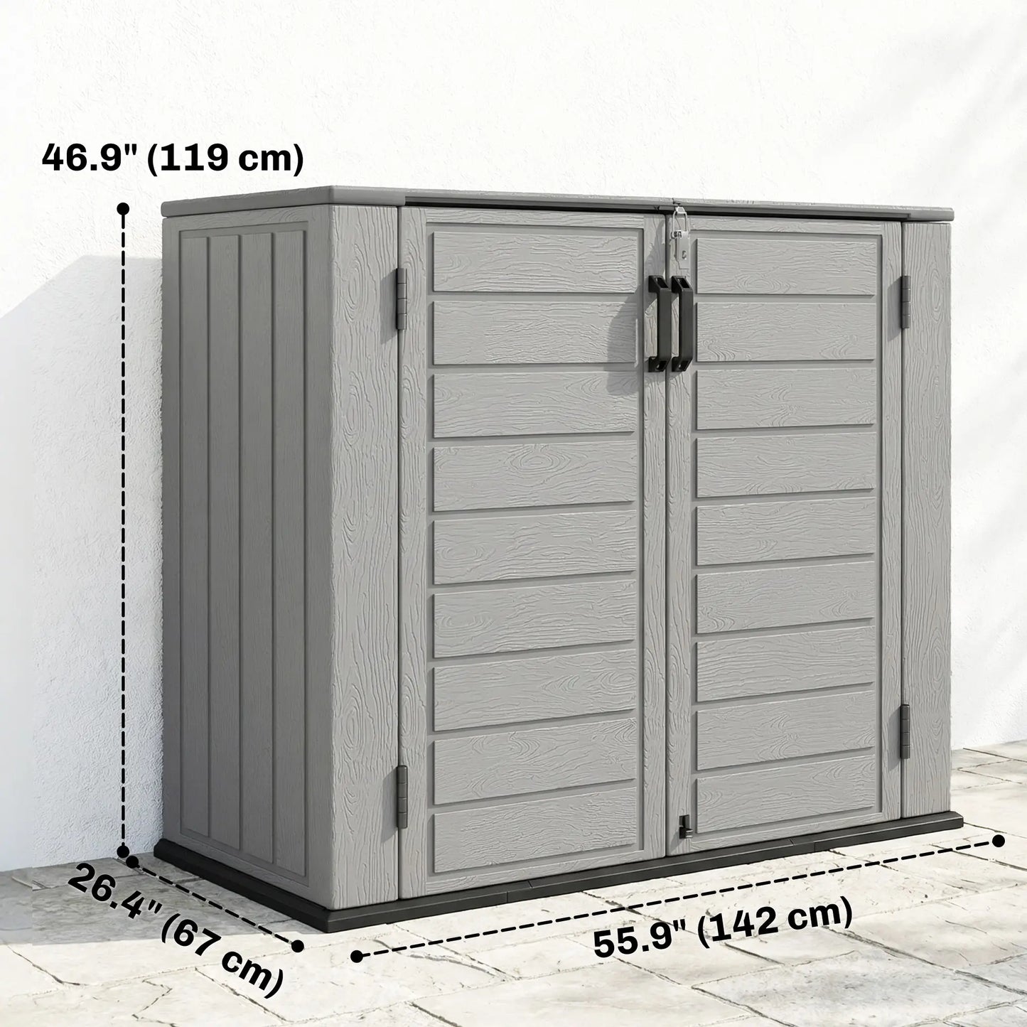 33 Cu.ft Plastic Outdoor Storage Shed, Lockable Doors, Light Grey Outdoor Storage Cabinet at Gallery Canada