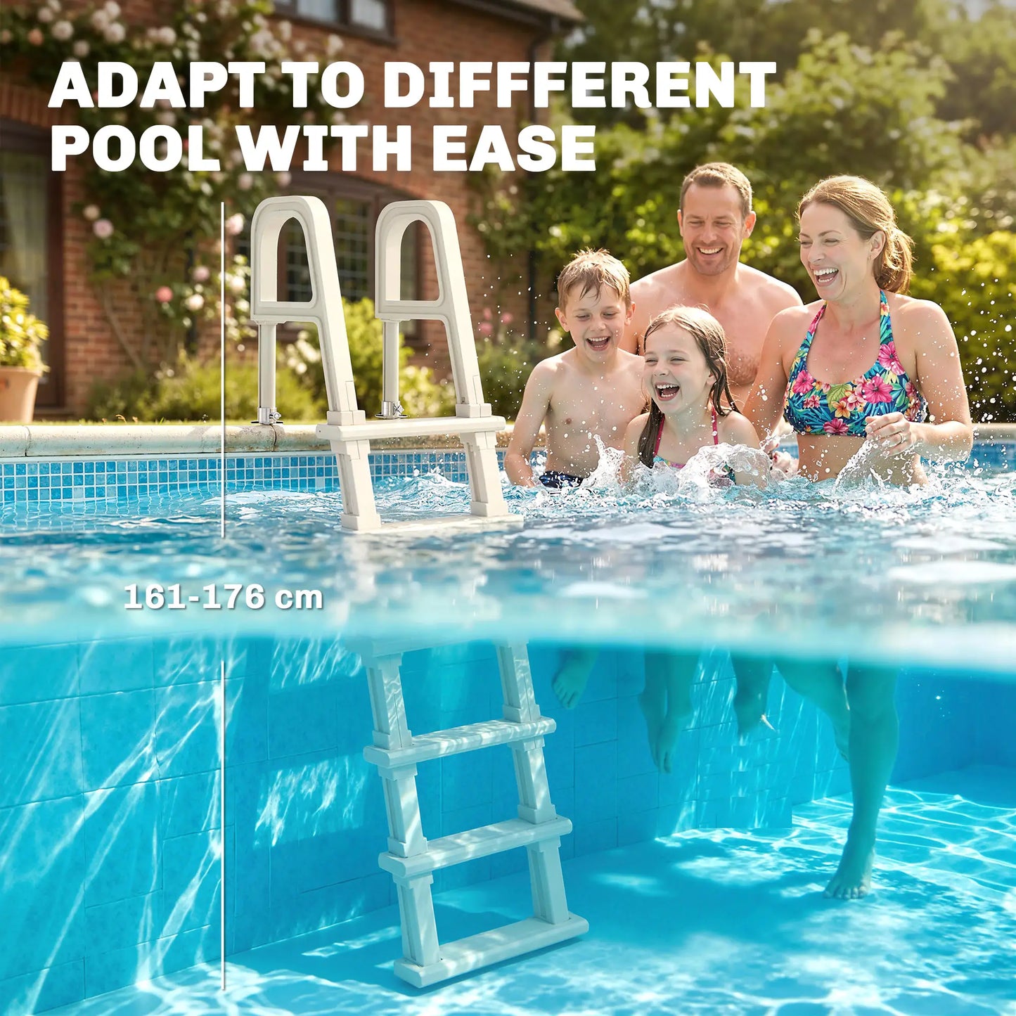 Adjustable 5-Step Pool Ladder, 63.4"-69.3", Non-Slip Steps, 300 lb Capacity Outdoor Swimming Pools & Hot Tubs at Gallery Canada