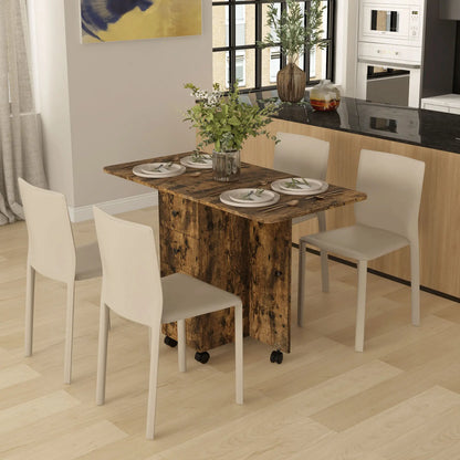 Drop Leaf Dining Table, Mobile Folding Table With Drawers, Rustic Brown, Brown Bar Tables & Dining Tables at Gallery Canada
