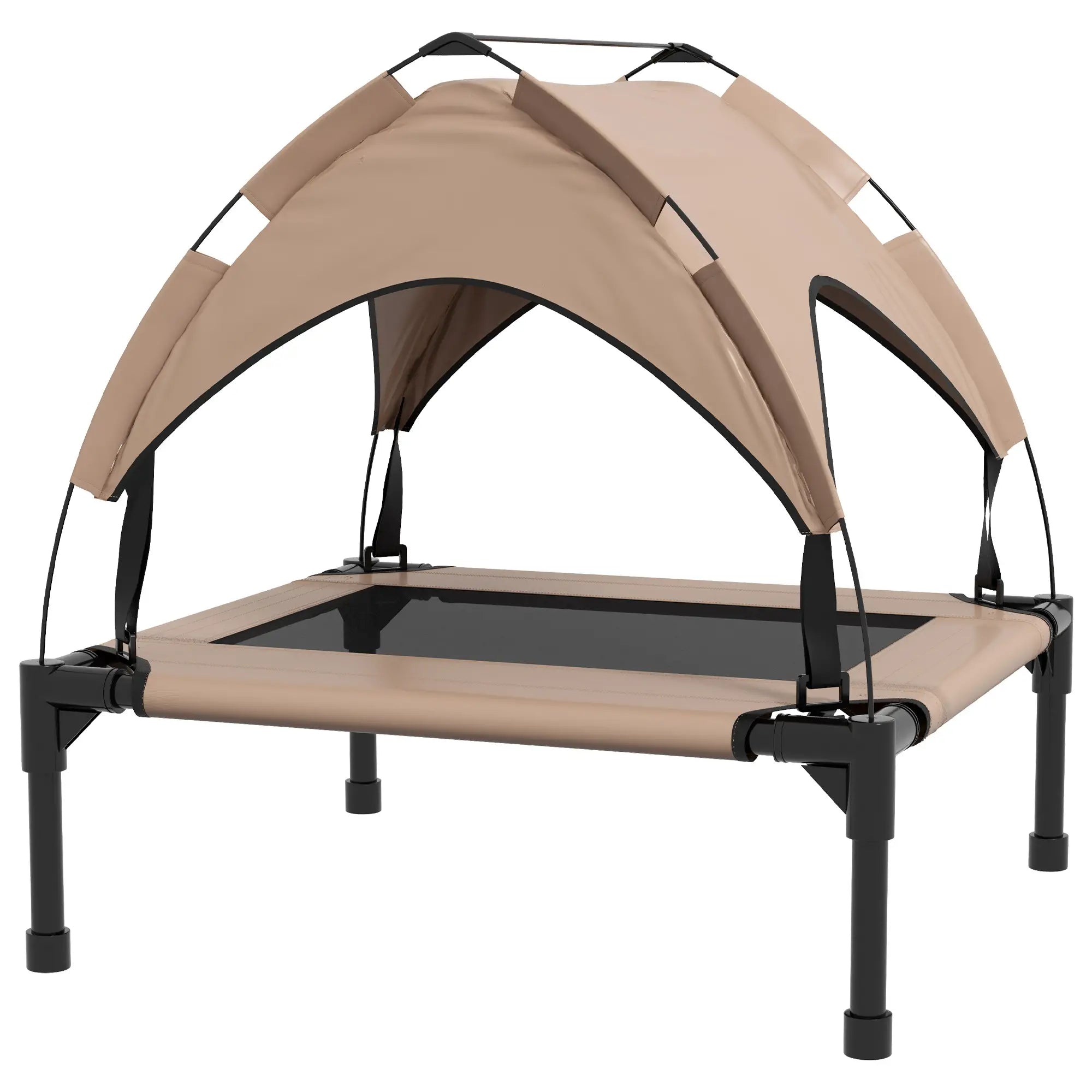 Cooling Dog Cot With Canopy, Washable Mesh, Medium, Coffee Elevated Dog Beds Coffee at Gallery Canada