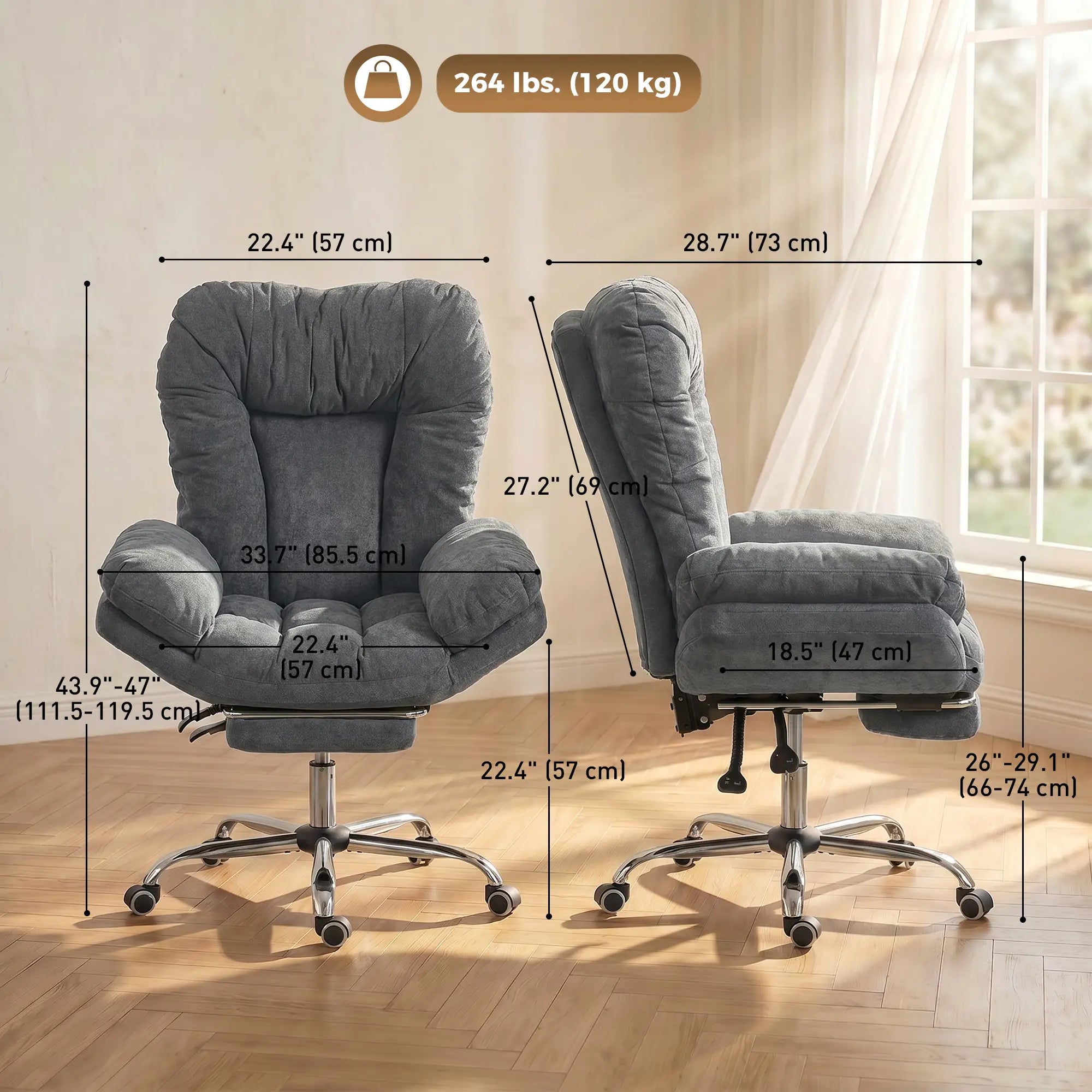 Criss Cross Chair With Wheels, Waterfall Armrests, Dark Grey, Dark Grey Task Chairs at Gallery Canada