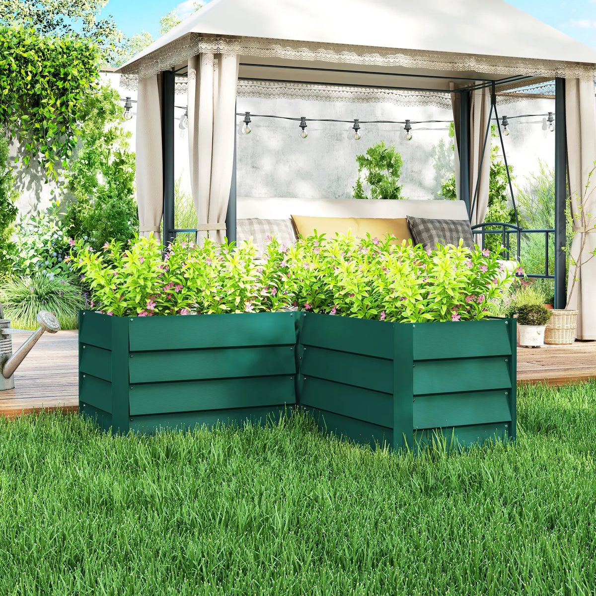 45" x 45" x 17" L-Shaped Galvanized Steel Raised Garden Bed Raised Garden Beds at Gallery Canada