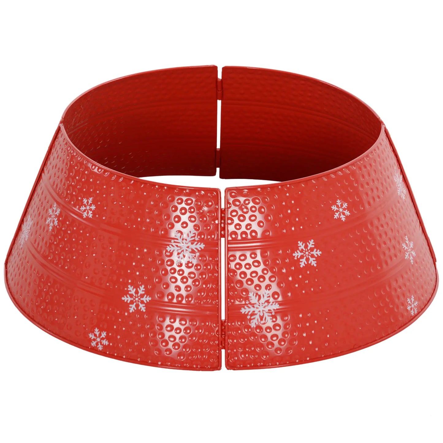 Christmas Tree Collar, 26" Metal, Snowflake Engraving, Red Christmas Trees at Gallery Canada