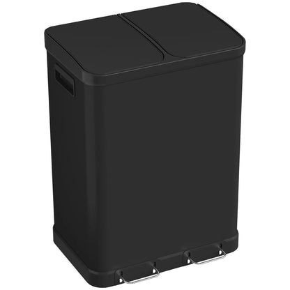 Kitchen Garbage Bin, 2 x 7.9 Gal, Soft-Close With Removable Buckets, Black Small Kitchen Appliances Black at Gallery Canada