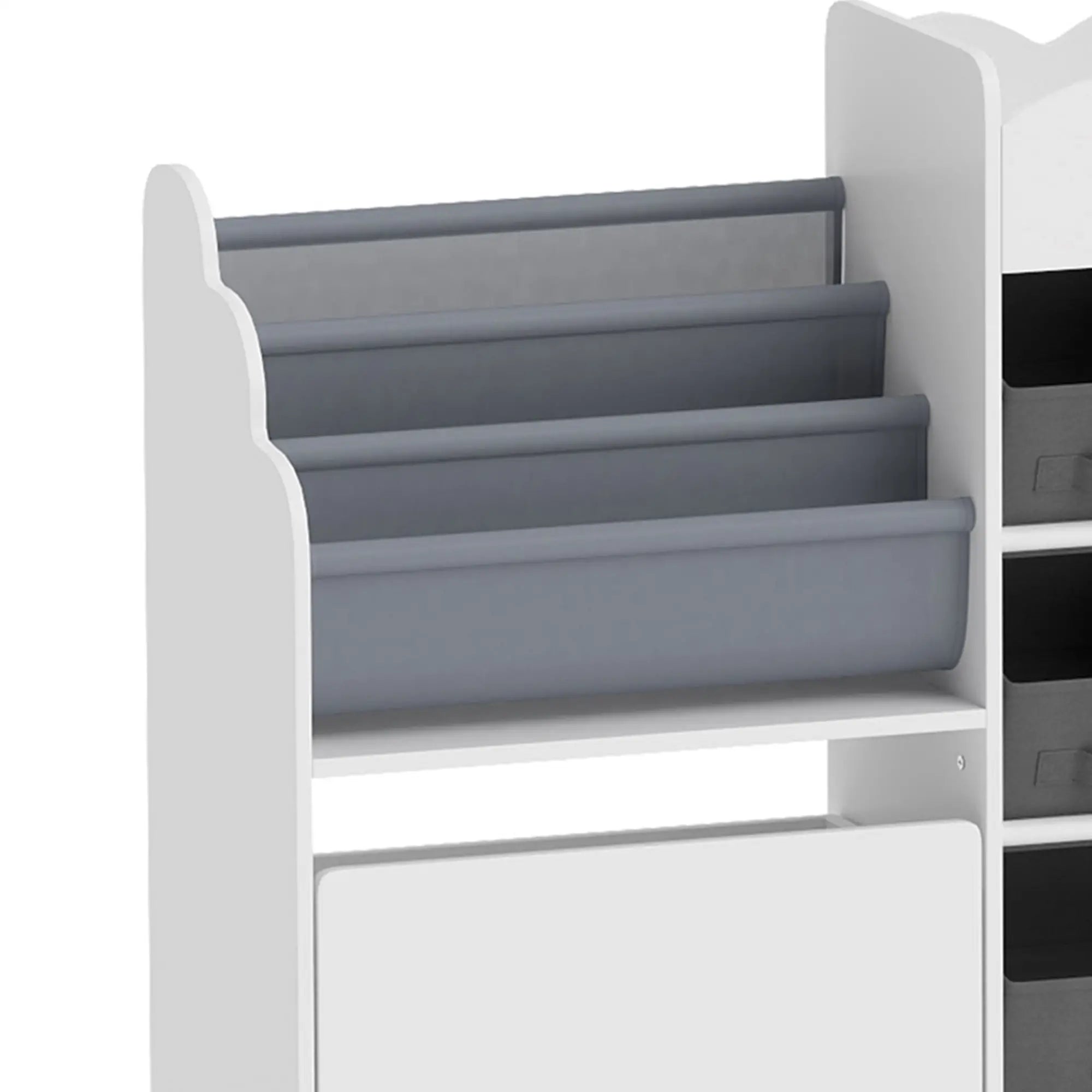 Kids Toy Storage Organizer, Bookshelf with 8 Fabric Bins, 2 Rolling Drawers, White Bookshelves & Bookcases at Gallery Canada