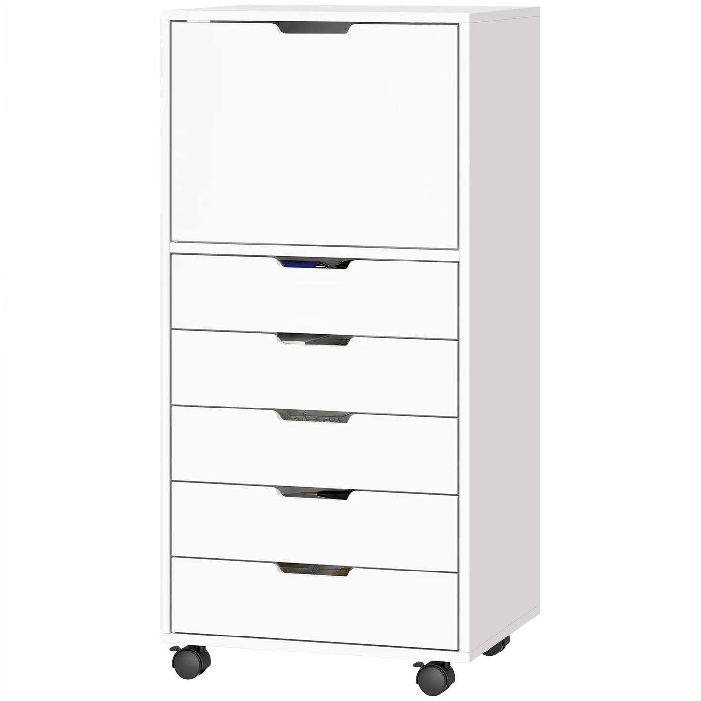 Mobile File Cabinet, 5 Drawers, White Office Cabinets & Cupboards White at Gallery Canada