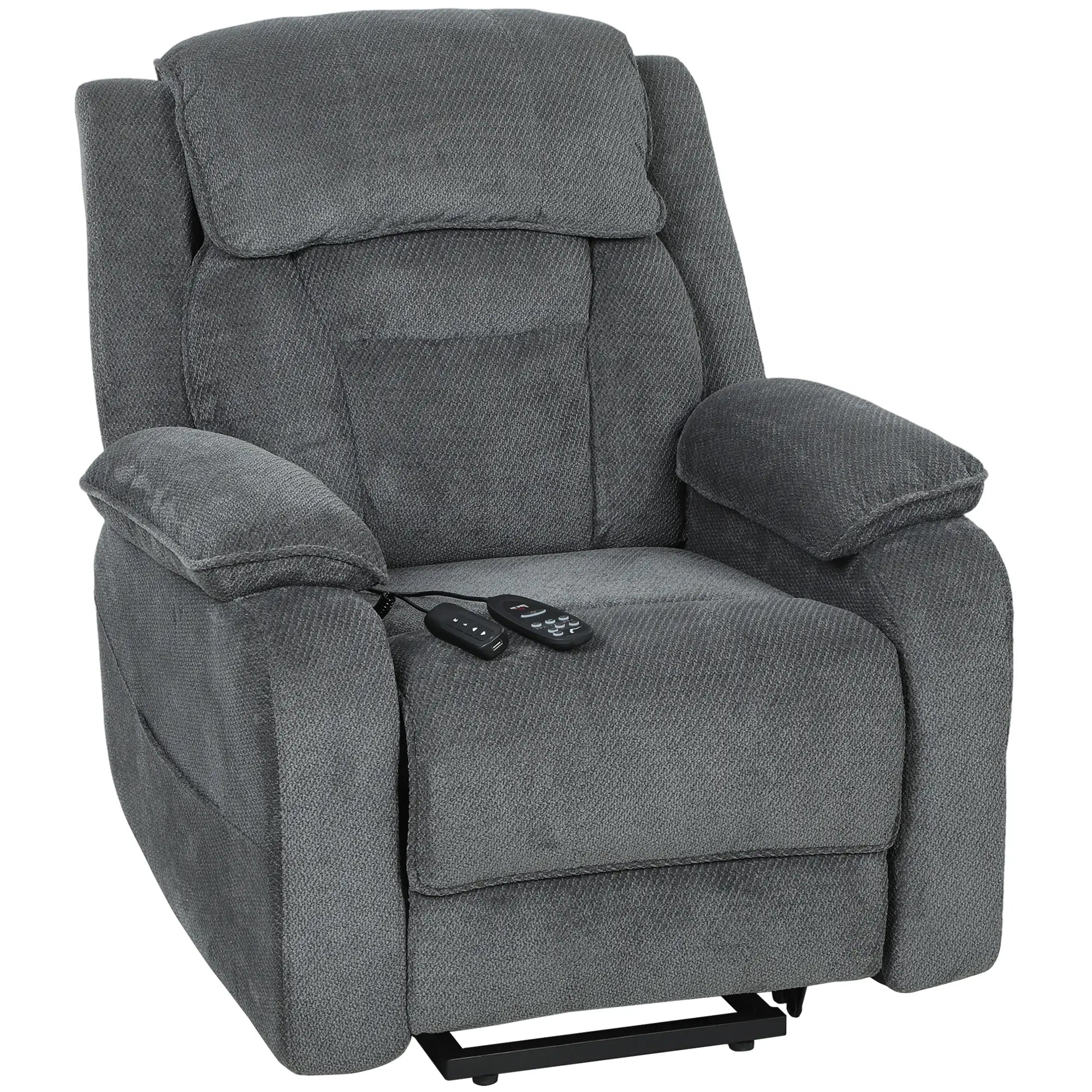 Power Recliner Chair With Massage, Electric Lift Chair, Grey Electric Power Lift Chairs Dark Grey at Gallery Canada
