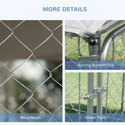 Outdoor Dog Kennel With Roof, Waterproof UV-Resistant Cover, Secure Lock, 7.5' x 7.5' x 5.7' Houses, Kennels & Pens at Gallery Canada