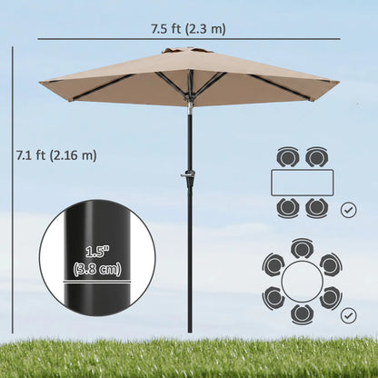 Outdoor Sun Umbrella, 6 Ribs, Khaki Patio Umbrellas at Gallery Canada