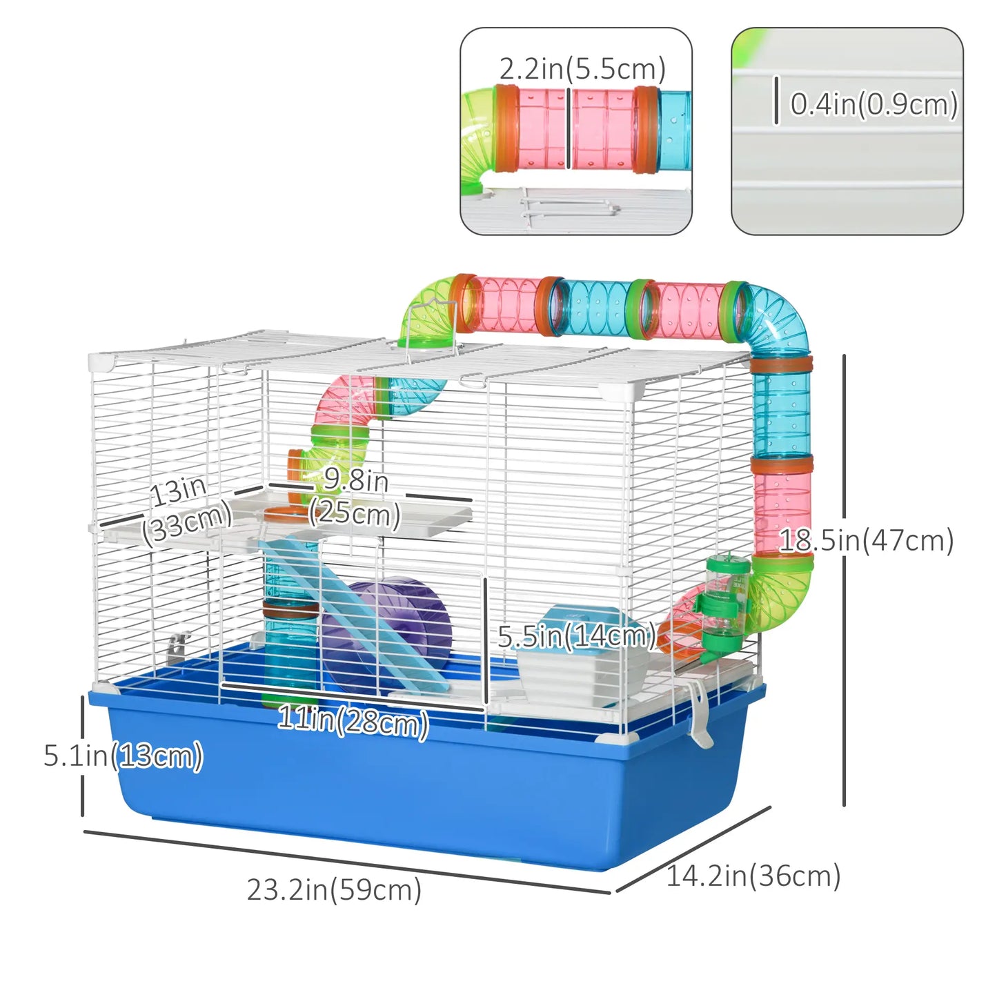 3-Tier Large Steel Small Animal Cage, Exercise Wheel, Water Bottle, Food Dish, Blue Hamster Cages at Gallery Canada