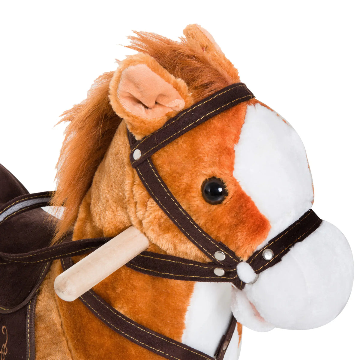 Kids Rocking Horse, Plush Ride-On Toy, Realistic Sound, Brown, Red Rocking Horses at Gallery Canada