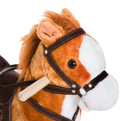 Kids Rocking Horse, Plush Ride-On Toy, Realistic Sound, Brown, Red Rocking Horses at Gallery Canada