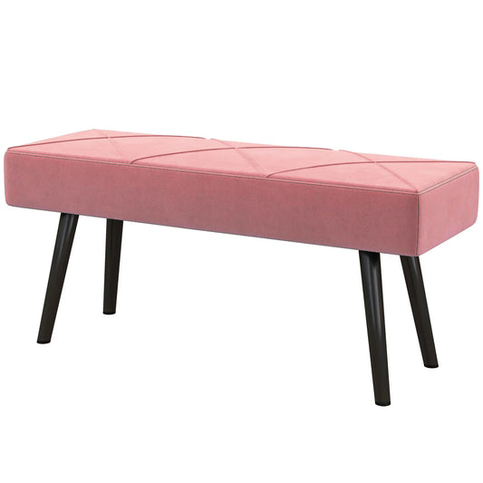 39 Inches Upholstered Bedroom Bench, Modern, Steel Legs, Pink Storage Ottomans & Benches Pink at Gallery Canada