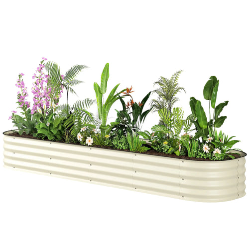 7.9 x 2 x 1ft Galvanized Raised Garden Bed Kit, Metal Planter Box, Cream White