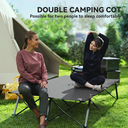 Two Person Folding Camping Cot, Portable Double Cot, 76", Dark Grey Camping Cots at Gallery Canada