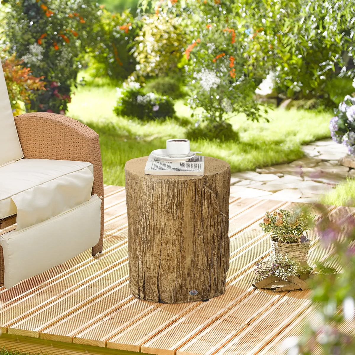 Concrete Finish Side Table, Lightweight, 17", Natural Brown Side Tables at Gallery Canada
