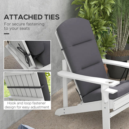 Adirondack Chair Replacement Cushion, With Back And Ties, Dark Grey
