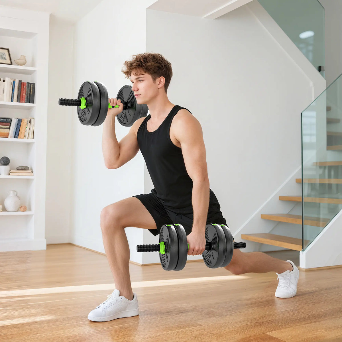 Adjustable Dumbbell Set, 3 in 1 Weights, 33lb with Connector, Non-Slip Grip Dumbbells & Barbells at Gallery Canada