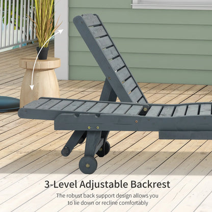 Adjustable Lounge Chair, Outdoor Patio Chaise Recliner with Tray, 2 Wheels Chaise Loungers at Gallery Canada