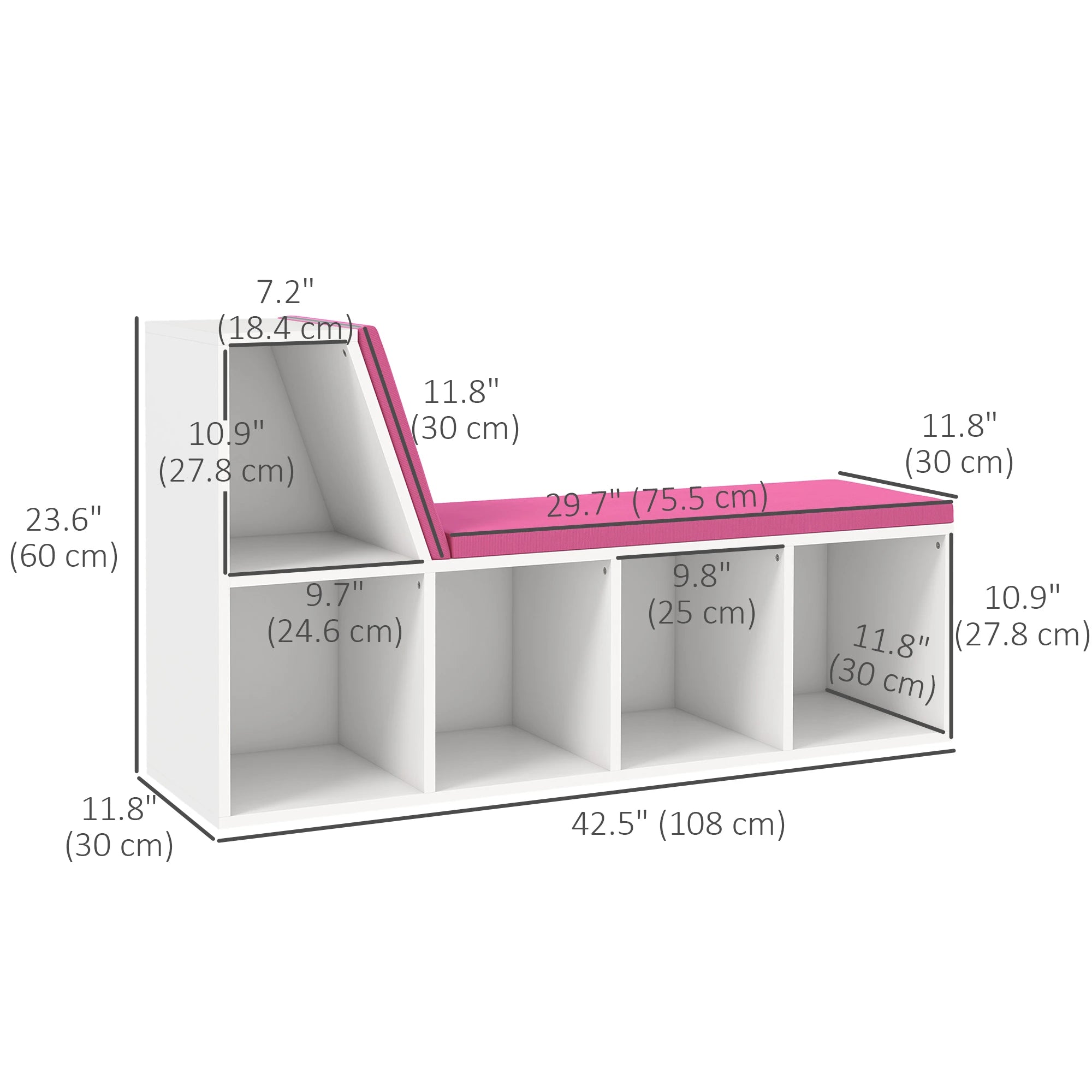 5-Cube Bookshelf with Cushioned Nook, Storage Shelves, Pink Bookshelves & Bookcases at Gallery Canada