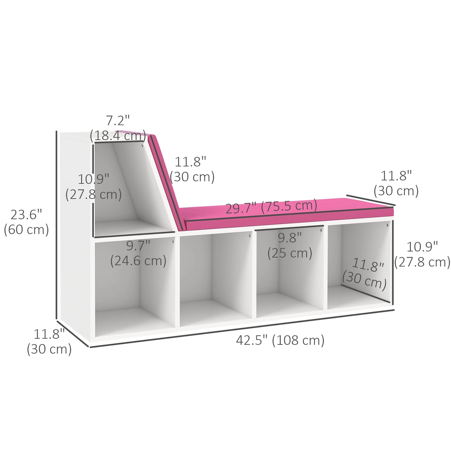 5-Cube Bookshelf with Cushioned Nook, Storage Shelves, Pink Bookshelves & Bookcases at Gallery Canada