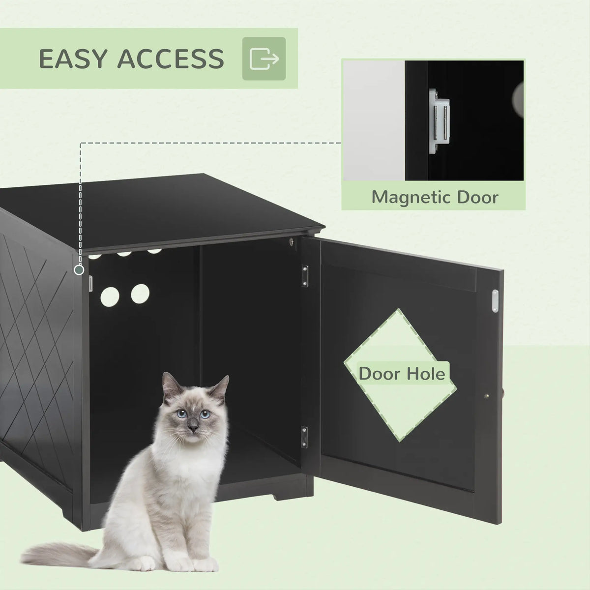 Cat Litter Box Enclosure End Table, Indoor with Magnetic Door, Black Cat Litter Box Enclosures at Gallery Canada