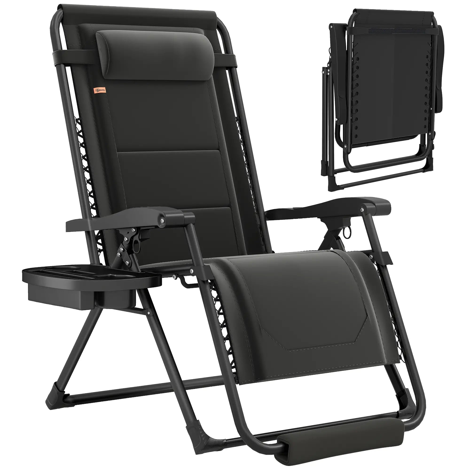 Zero Gravity Chair, Reclining Outdoor Lounger, 400 LBS Capacity, Black Lounger Chairs at Gallery Canada