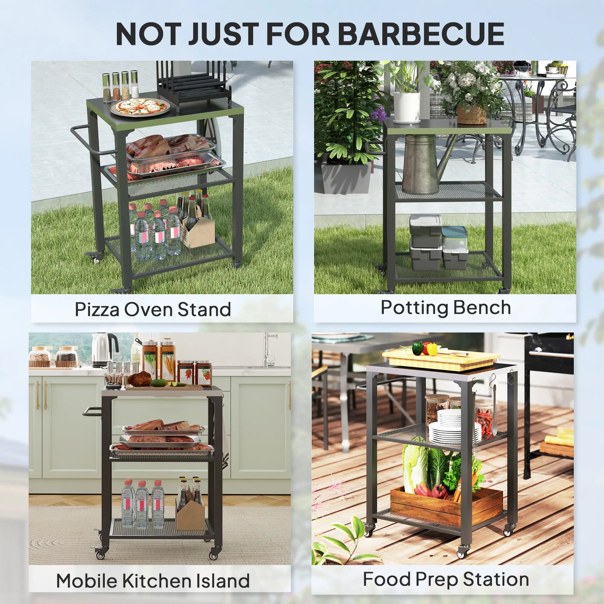 3-Shelf Outdoor Grill Cart, Stainless Steel Top, Wheels Outdoor Grill Carts at Gallery Canada