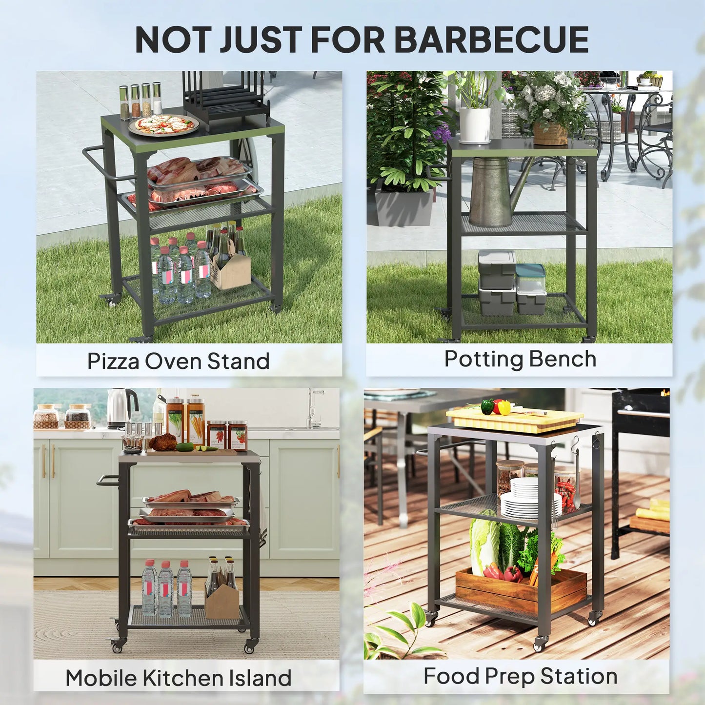 3-Shelf Outdoor Grill Cart, Stainless Steel Top, Wheels Outdoor Grill Carts at Gallery Canada