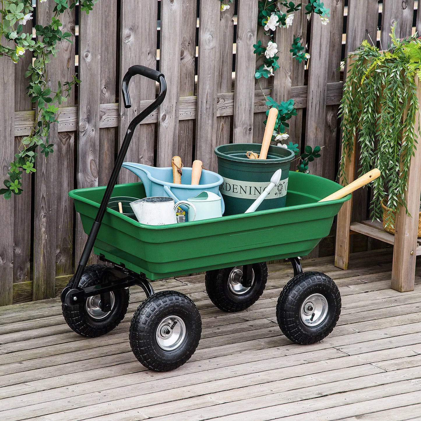 Steel Garden Cart, 10" Pneumatic Tires, Utility Wagon, 551 lbs Capacity Folding Garden Carts at Gallery Canada