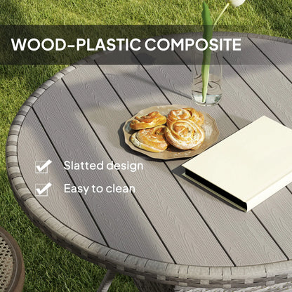 35.4" Outdoor Wicker Dining Table, PE Rattan Patio Furniture, Grey