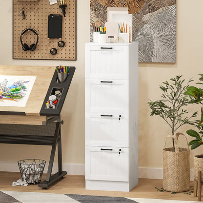 4 Drawer Filing Cabinet with Lock, Office Storage, A4 Letter Size, White Office Cabinets & Cupboards at Gallery Canada