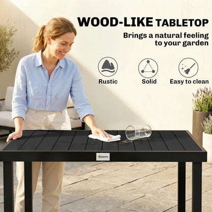 Aluminum Outdoor Dining Table for 6, 47.2" x 35.4" x 29.1", Black Patio Dining Tables at Gallery Canada